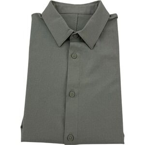 Lululemon Stone Brown Stretch Athletic Button Up Shirt Men's Small Short Sleeve